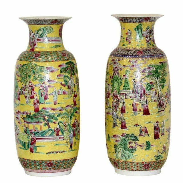 Fine Rare Large Imperial Palatial Yellow Porcelain Vases - For Sale In West Palm - Image 6 of 6