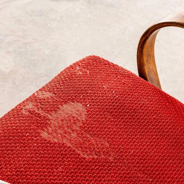 Wood Chevron Slub Jacquard Sprung Seat Armchair by Jaroslav Šmídek, 1950s For Sale - Image 7 of 12