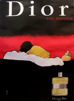 1979 Vintage Christian Dior Eau Sauvage Perfume Ad by Rene Gruau