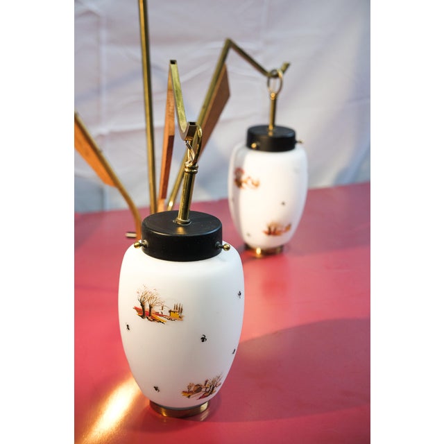 Mid-Century Modern Chinese 3-Light Chandelie from Stilnovor, Italy, 1960s For Sale - Image 3 of 6