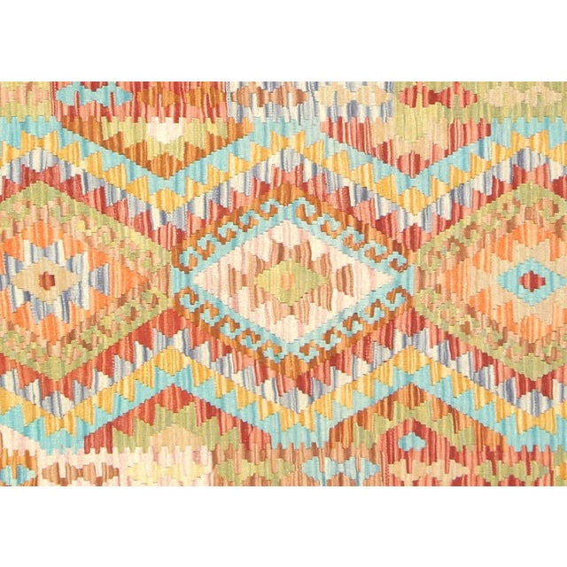 Contemporary Afghan Maimana Kilim. Hand woven with wool on wool foundation by the Maimana tribes of northern Afghanistan....