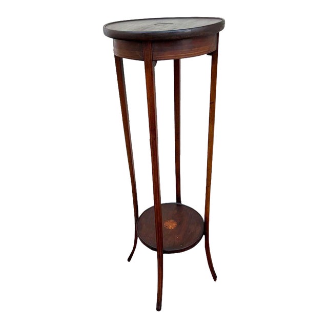 Antique 19th Century Edwardian Sheraton Mahogany Inlaid Plant Stand For Sale