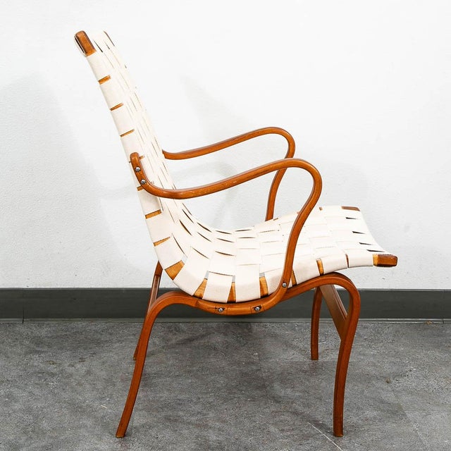 Mid-Century Modern Mid Century Danish Modern Lounge Chair Bruno Mathsson Eva Armchair White MCM For Sale - Image 3 of 12