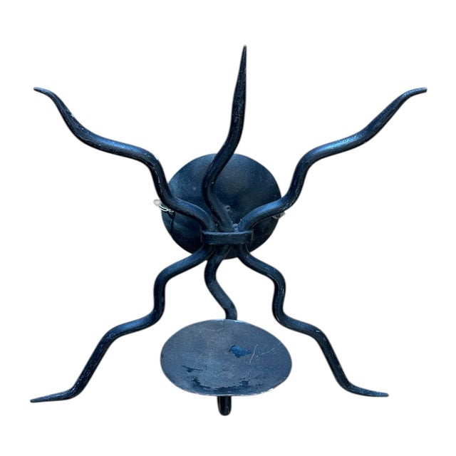 Mid 20th Century Vintage Wrought Iron Brutalist Gothic Wall Sconce For Sale - Image 5 of 6