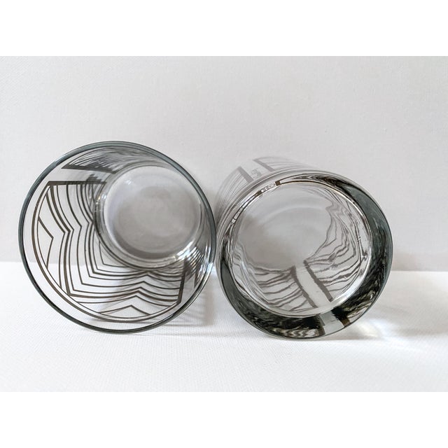 Mid-Century Silver Chevron Georges Briard Old Fashioned Rocks Glasses- Set of 4 For Sale - Image 6 of 10