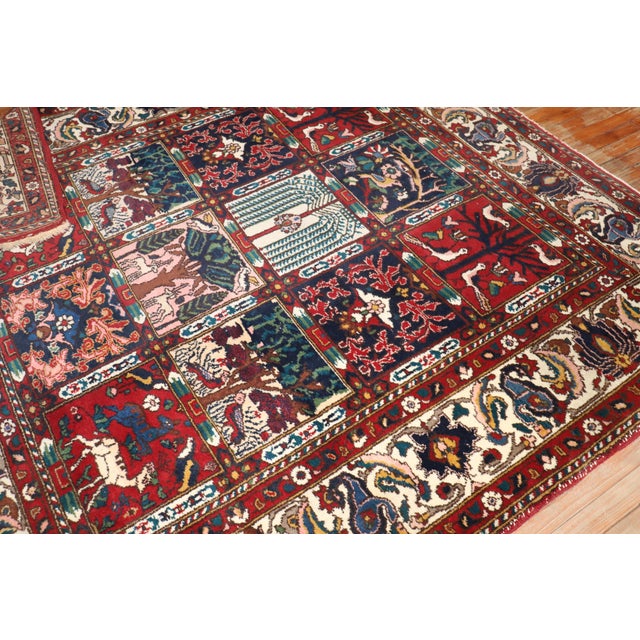 Red Vintage Zabihi Collection Persian Bakhtiari Square Rug For Sale - Image 8 of 9