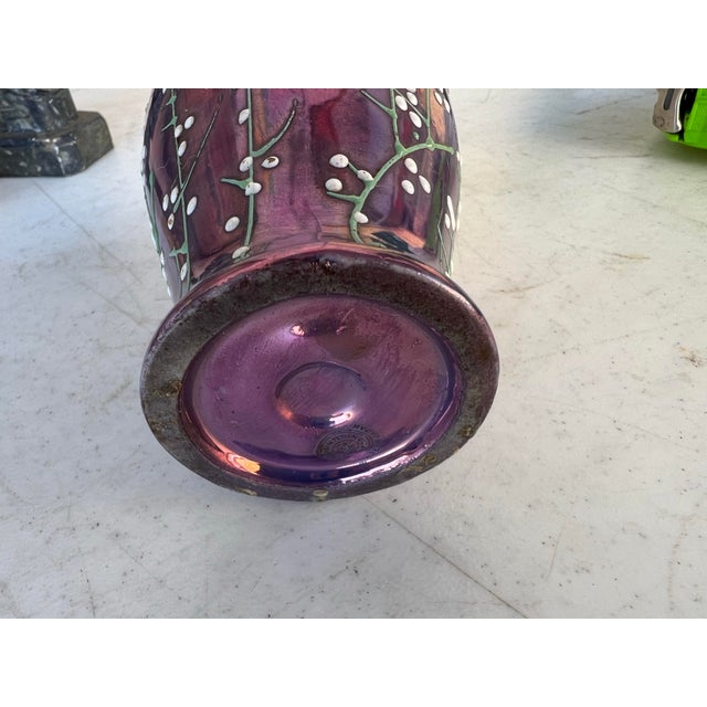 1920s Iridescent Purple Moriage Lusterware Cherry Blossom Vase For Sale - Image 11 of 12