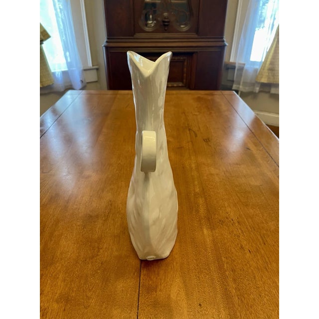 Contemporary Montes Doggett White Ceramic Sculptural Pitcher Vase Double Ring Handles Handmade Peru For Sale - Image 3 of 8