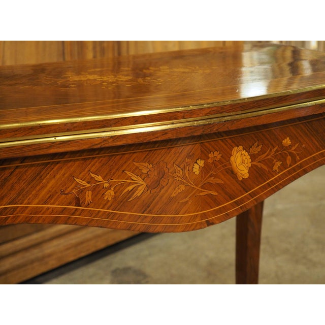 19th Century French Louis XV Style Rosewood Marquetry Console and Game Table For Sale - Image 10 of 18