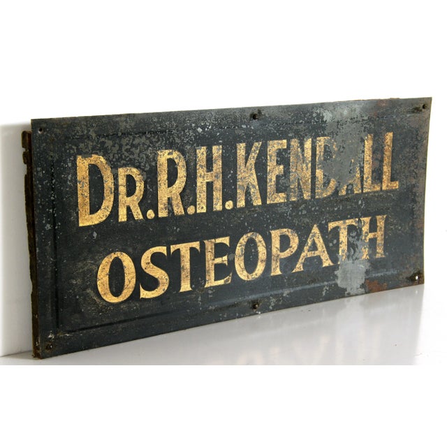 Fabulous antique late 19th century (possibly as late as 1910) architectural salvage sign of Dr. R.H. Kendall, Osteopath!...