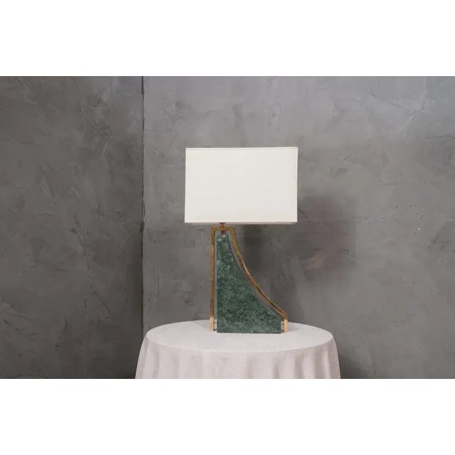 Italian Indian Green Marble and Brass Table Lamp, 2000s For Sale - Image 6 of 11