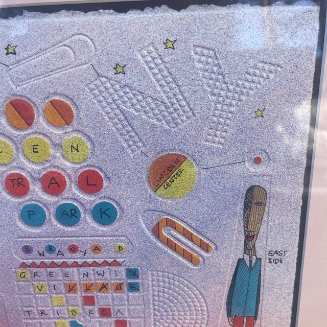 Signed 1987 New York City Map Art Print “Impressions of New York” by Tencel For Sale - Image 4 of 9