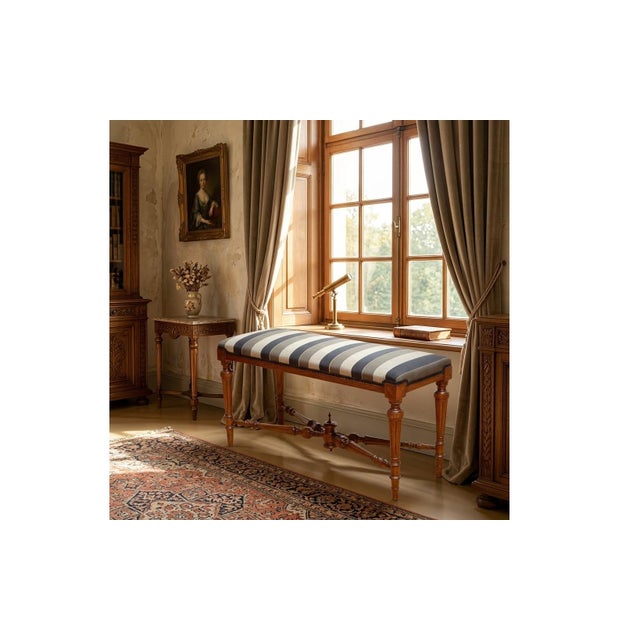 Antique Window Seat in Walnut, 1880 For Sale - Image 3 of 13