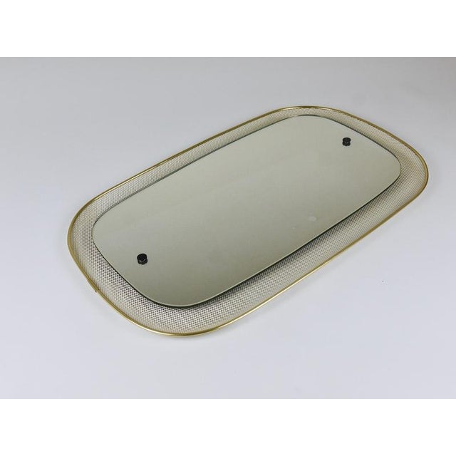Mathieu Matégot Mid-Century Wall Mirror in Rigitulle Metal & Brass by Vereinigte Werkstätten for Kunst, Germany, 1950s For Sale - Image 4 of 18