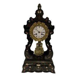 Napleon III Portico Clock in Brass Marquetry, 1800s For Sale