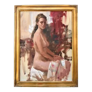 Impressionist Portrait of a Seated Nude Woman