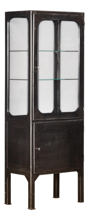 Vintage Iron and Glass Display Cabinet, 1970s