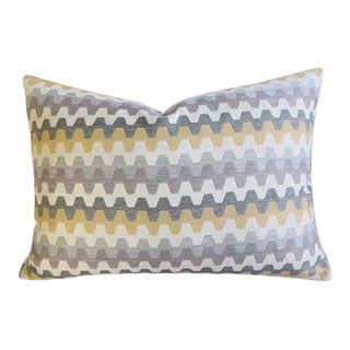 French Neutral Woven Geometric Feather/Down Pillow 24" X 18" For Sale