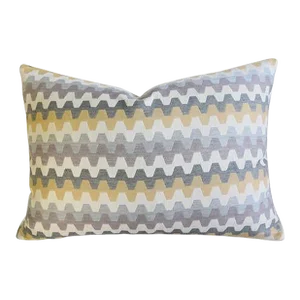 French Neutral Woven Geometric Feather/Down Pillow 24" X 18"