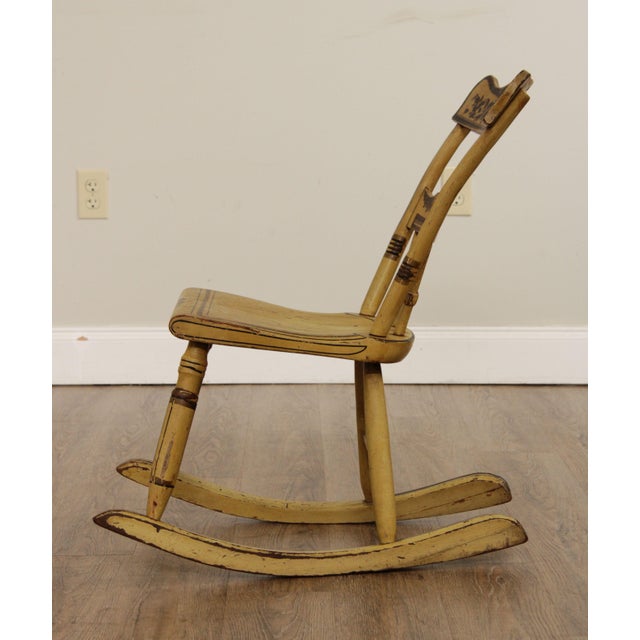 Antique 19tth Century Hand Painted Childs Rocking Chair For Sale In Philadelphia - Image 6 of 12