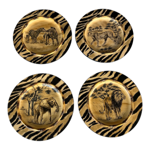 Vintage Safari Animal Decorative Wall Plates- Set of 4