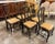 Great set of 6 19th century English chinoiserie side chairs with tan leather seats. Captivating blend of Eastern-inspired...