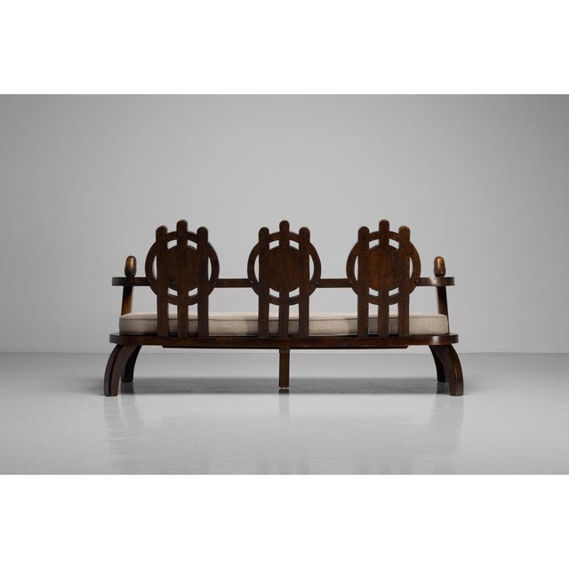Lounge Sofa in Ebonized Wood by Zaccari Ettore, Italy, 1930s For Sale - Image 13 of 16