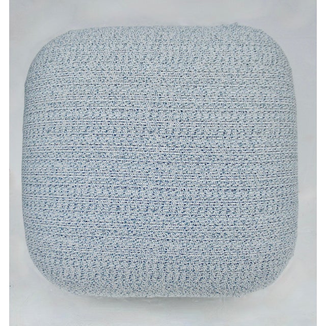 C. 1980's Post-Modern Sherrill Furniture Pouf Ottoman/Stool With a Linear Boucle Textile For Sale - Image 17 of 18