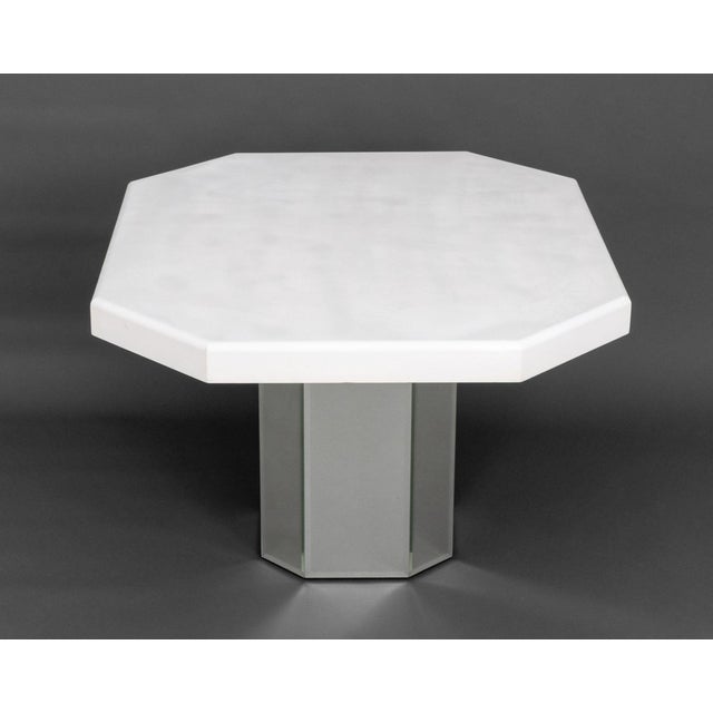 Late 20th Century Modern White Painted and Mirrored Pedestal Table For Sale - Image 5 of 8