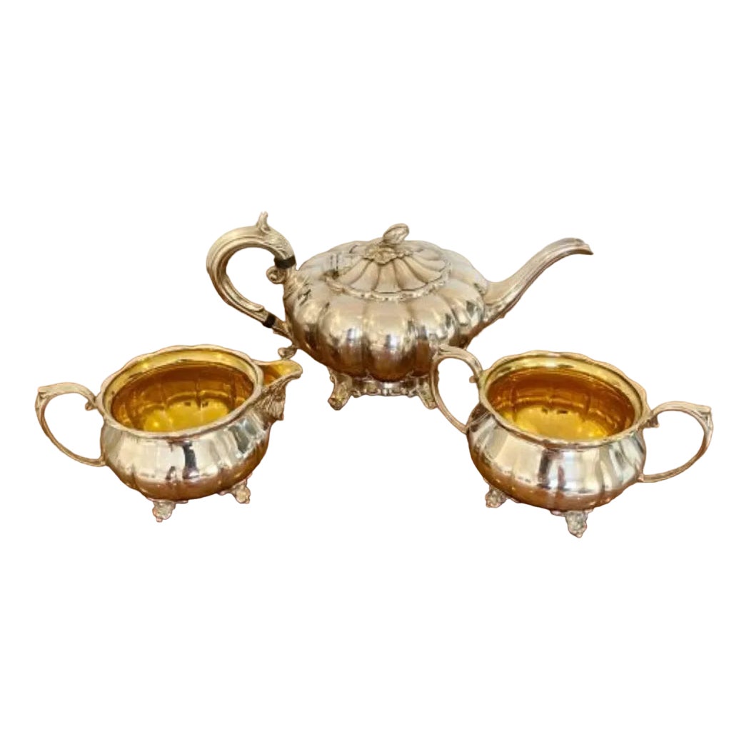 Antique Edwardian Silver-Plated Tea Service, 1900, Set of 3 | Chairish