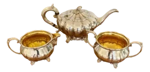 Antique Edwardian Silver-Plated Tea Service, 1900, Set of 3