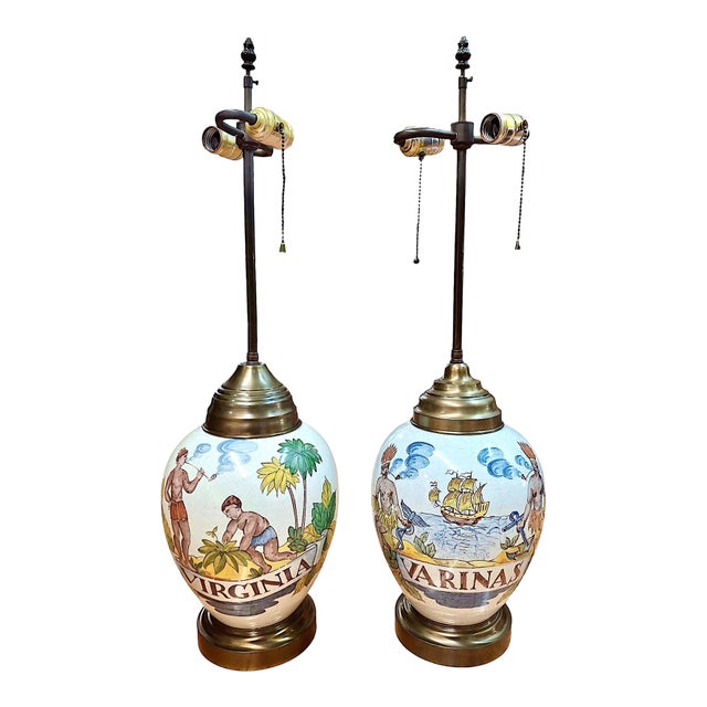 Mid 20th Century Tobacco Jars as Table Lamps - a Pair For Sale