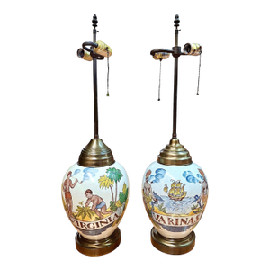 Mid 20th Century Tobacco Jars as Table Lamps - a Pair