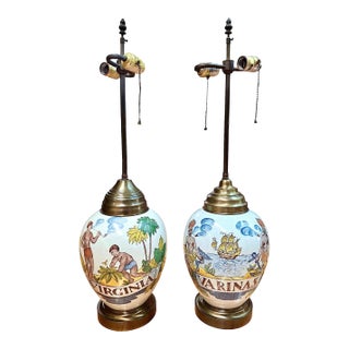 Mid 20th CenturyTobacco Jars as Table Lamps - a Pair For Sale