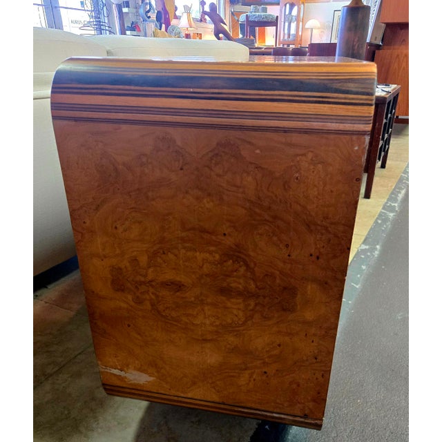 Henredon scene two credenza sideboard buffet cabinet in olive ash burl bookmatched veneer with zebra wood radiused corners...