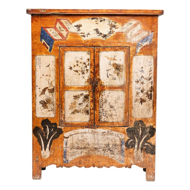 Chinese Painted Autumn Harvest Cabinet, C. 1800 For Sale