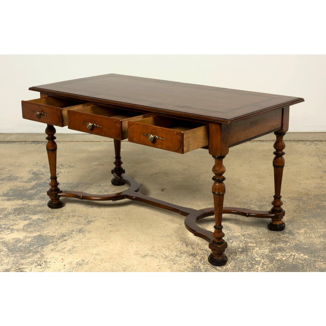 Brown Late 19th Century French Louis XIV Style Walnut Writing Table With Three Drawers For Sale - Image 8 of 18