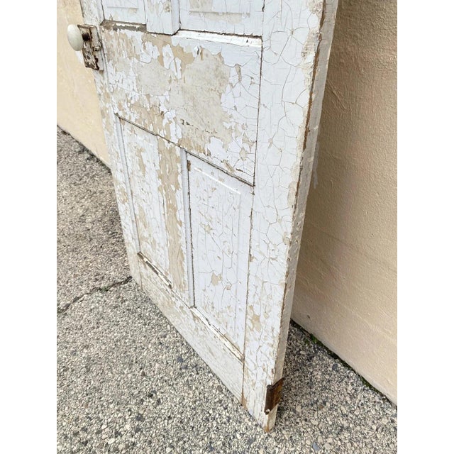 Antique Architectural Salvage Gray White Distress Painted Wooden Interior Door For Sale - Image 11 of 12