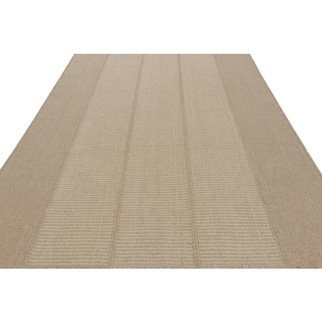 2010s Rug & Kilim’s Contemporary Kilim With Textural Beige Stripes For Sale - Image 5 of 8
