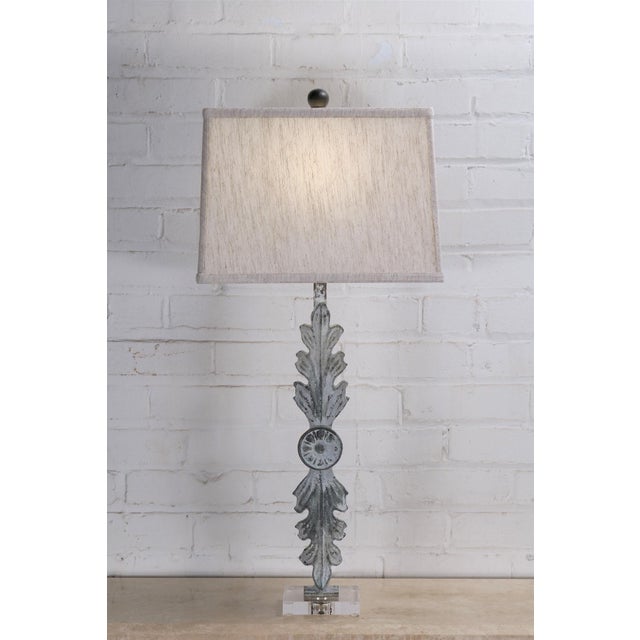 Leaf Iron Table Lamp With Acrylic Base And Linen Shade Chairish
