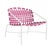 Brown Jordan Kantan Aluminum Lounge Chair in Chalk with Hot Pink Vinyl Strapping For Sale