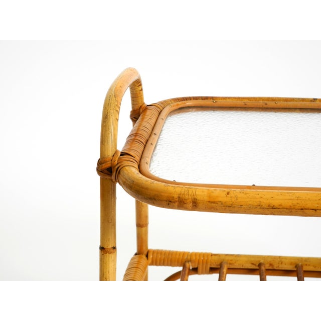 Italian Bamboo Side Table with Iced Glass Top, 1960s For Sale - Image 15 of 18