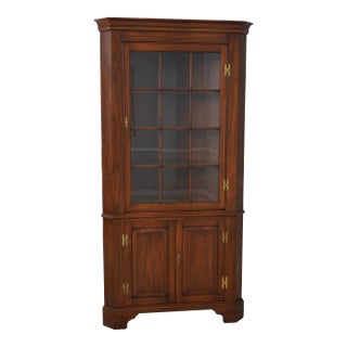 Henkel Harris Cherry 12 Pane Corner China Cabinet For Sale