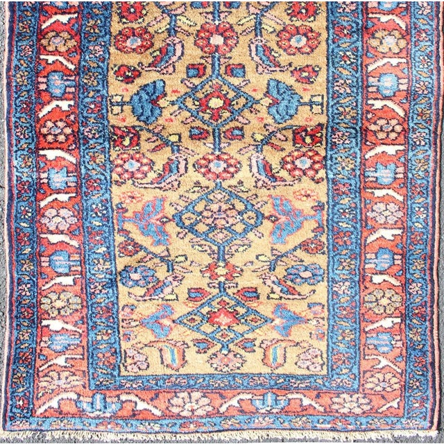 Persian Antique Persian Hamadan Rug With Colorful Geometric All-Over Design in Yellow For Sale - Image 3 of 12