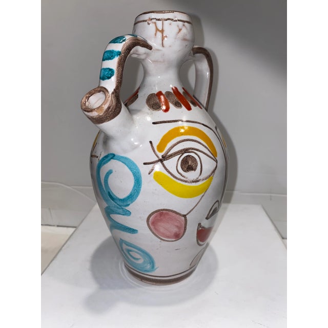 Giovanni Desimone 1950s Giovanni DeSimone Dual Sided Hand Painted Vase With Handles For Sale - Image 4 of 8