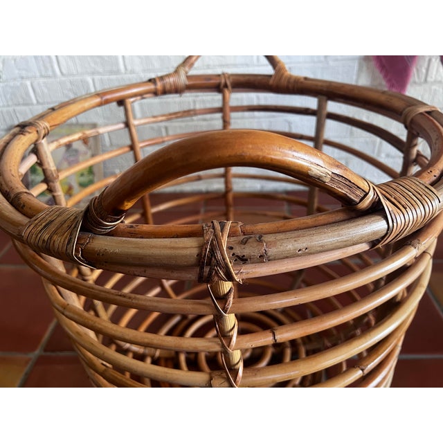 Franco Albini XXL Vintage Franco Albini Style Woven Bamboo Basket For Sale - Image 4 of 9