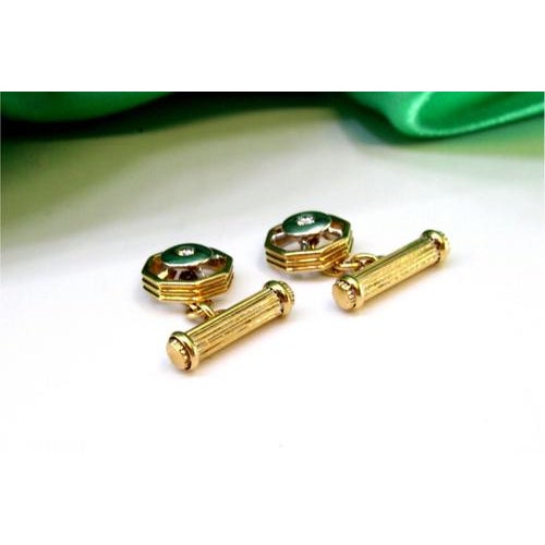 Two-Tone Gold Cufflinks with Brilliant-Cut Diamonds, Set of 2 For Sale - Image 3 of 6
