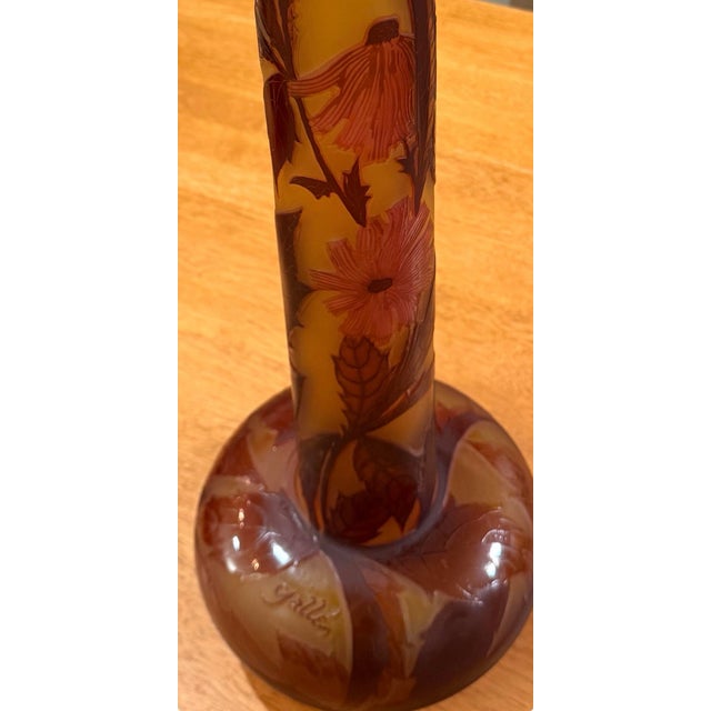 Amber 1900s Monumental French Signed Émile Gallé Art Nouveau Cameo Glass Vase. For Sale - Image 8 of 11
