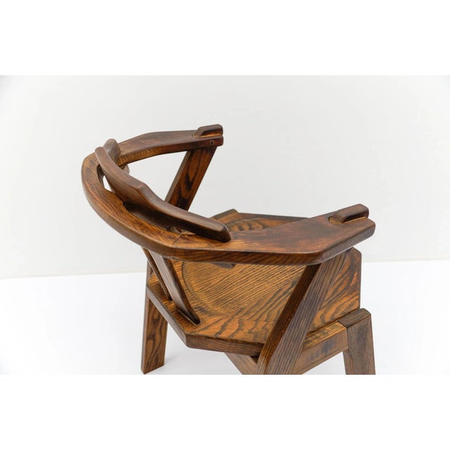 Mid-Century Modern French Provincial Oak Chair, 1960s For Sale - Image 10 of 13