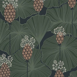 Borastapeter Umbrella Leaves Wallpaper in Navy For Sale